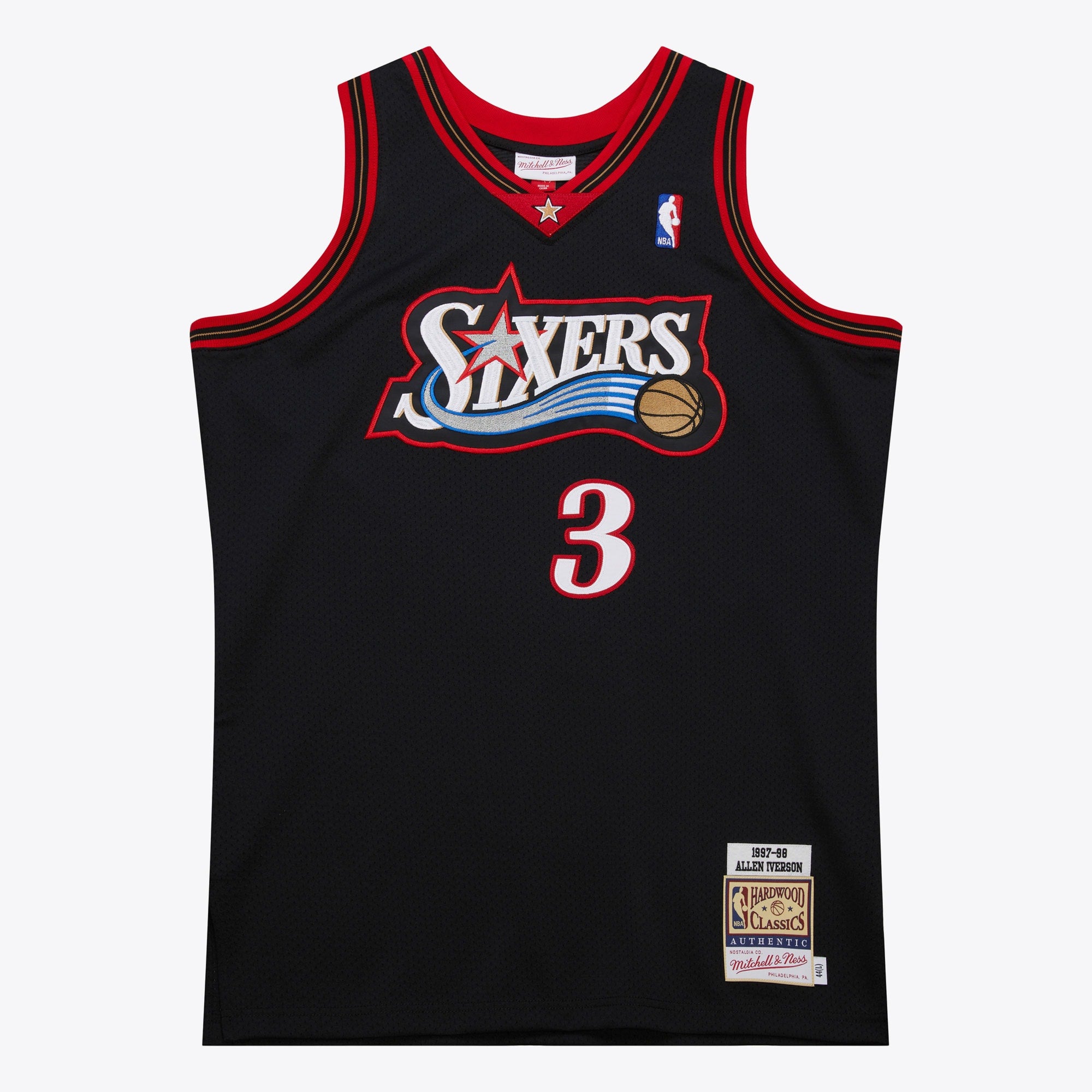 Allen Iverson Philadelphia 76ers 1997-98 Black Jersey Stitched