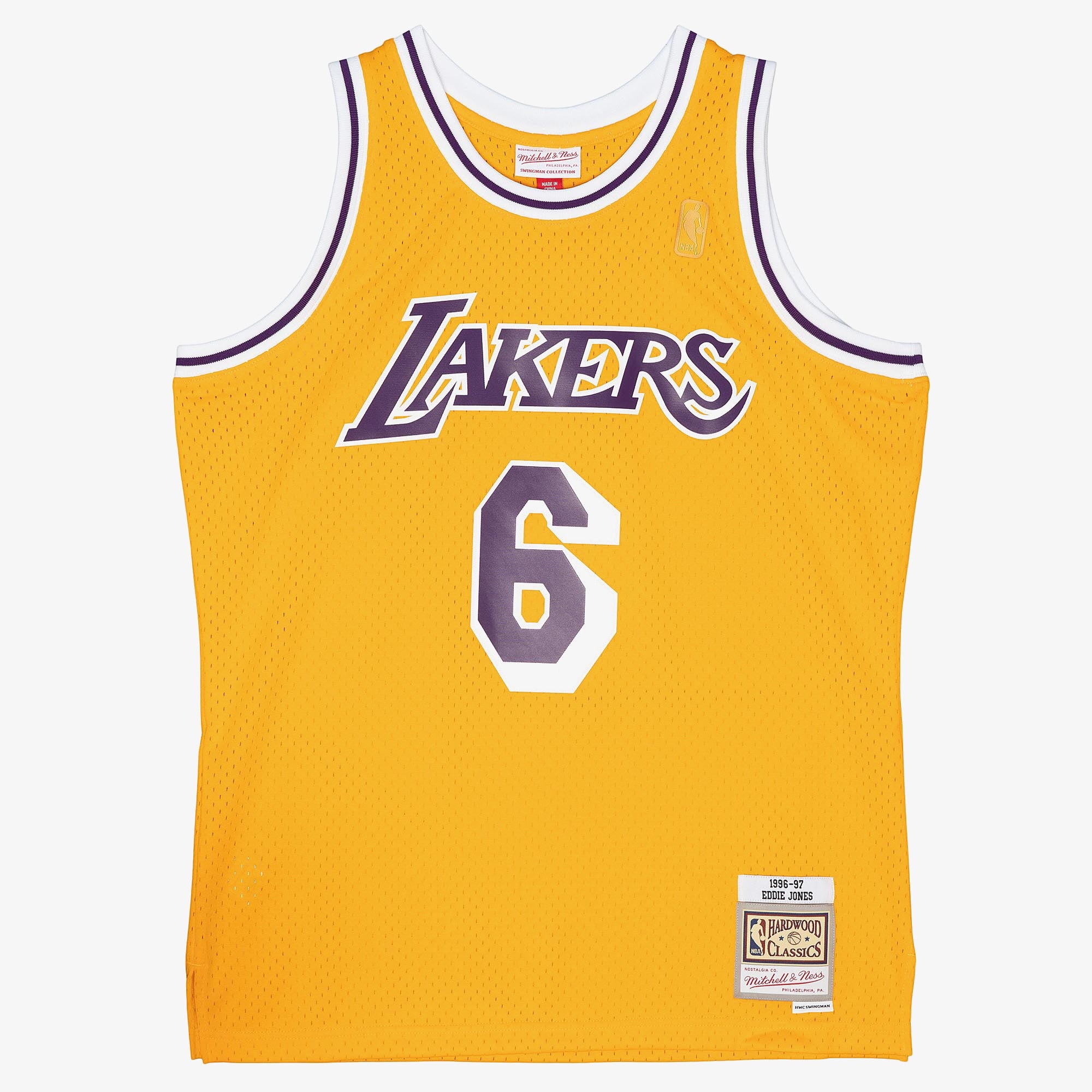 Eddie Jones Gold Los Angeles Lakers 1996-97 Hardwood Classics Jersey Stitched