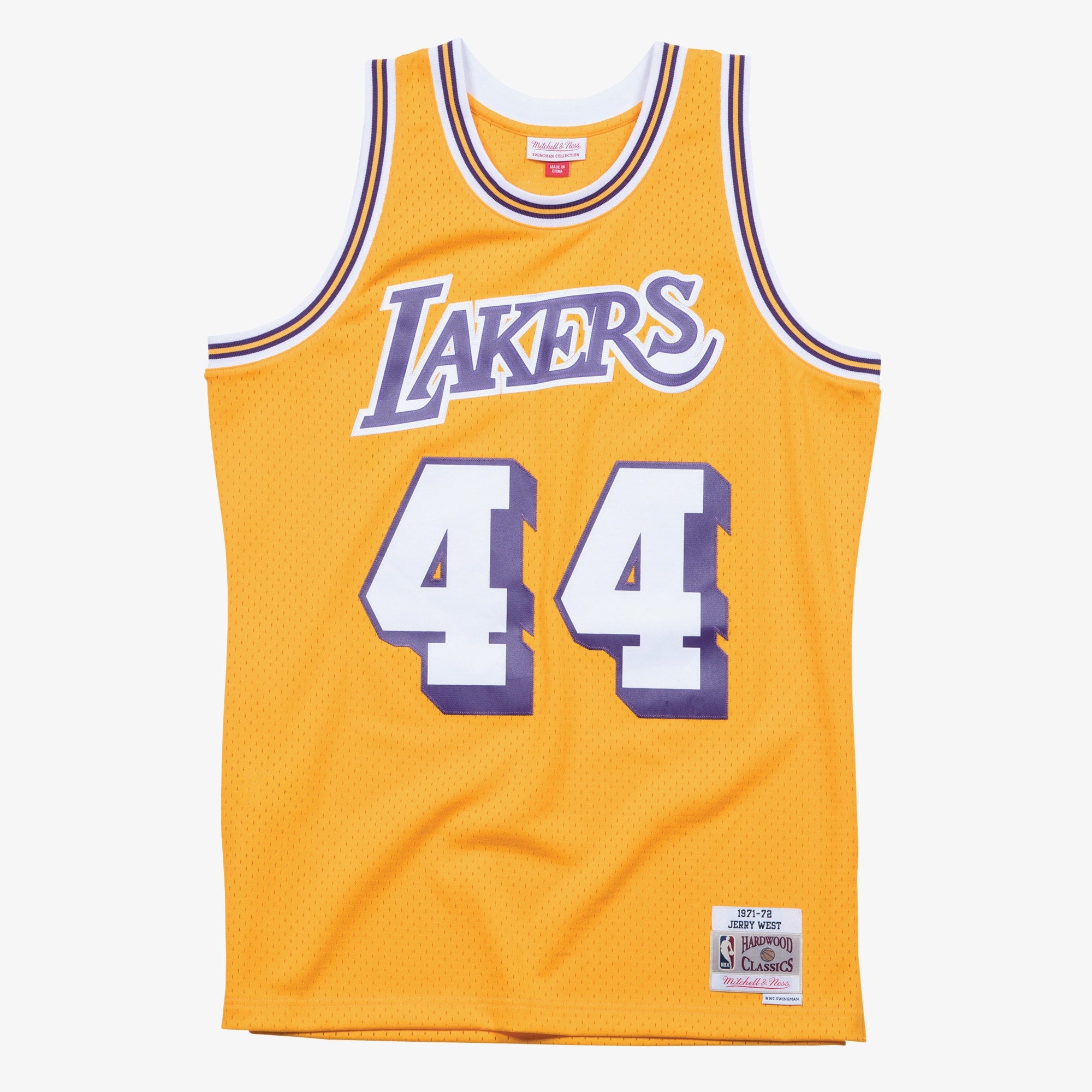 Jerry West Los Angeles Lakers 1971-72 Gold Jersey Stitched