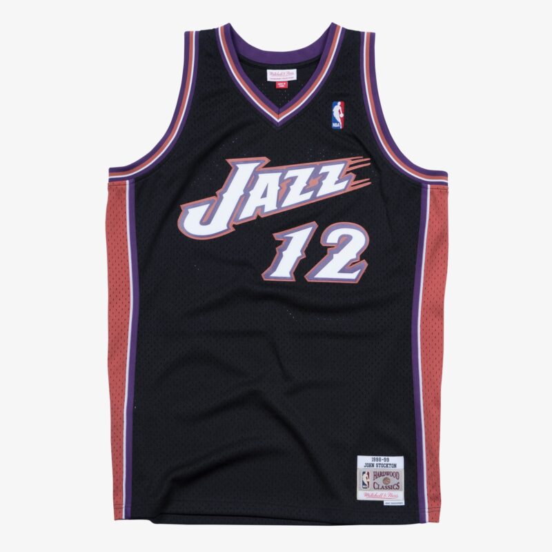 John Stockton Utah Jazz 1998-99 Black Jersey Stitched