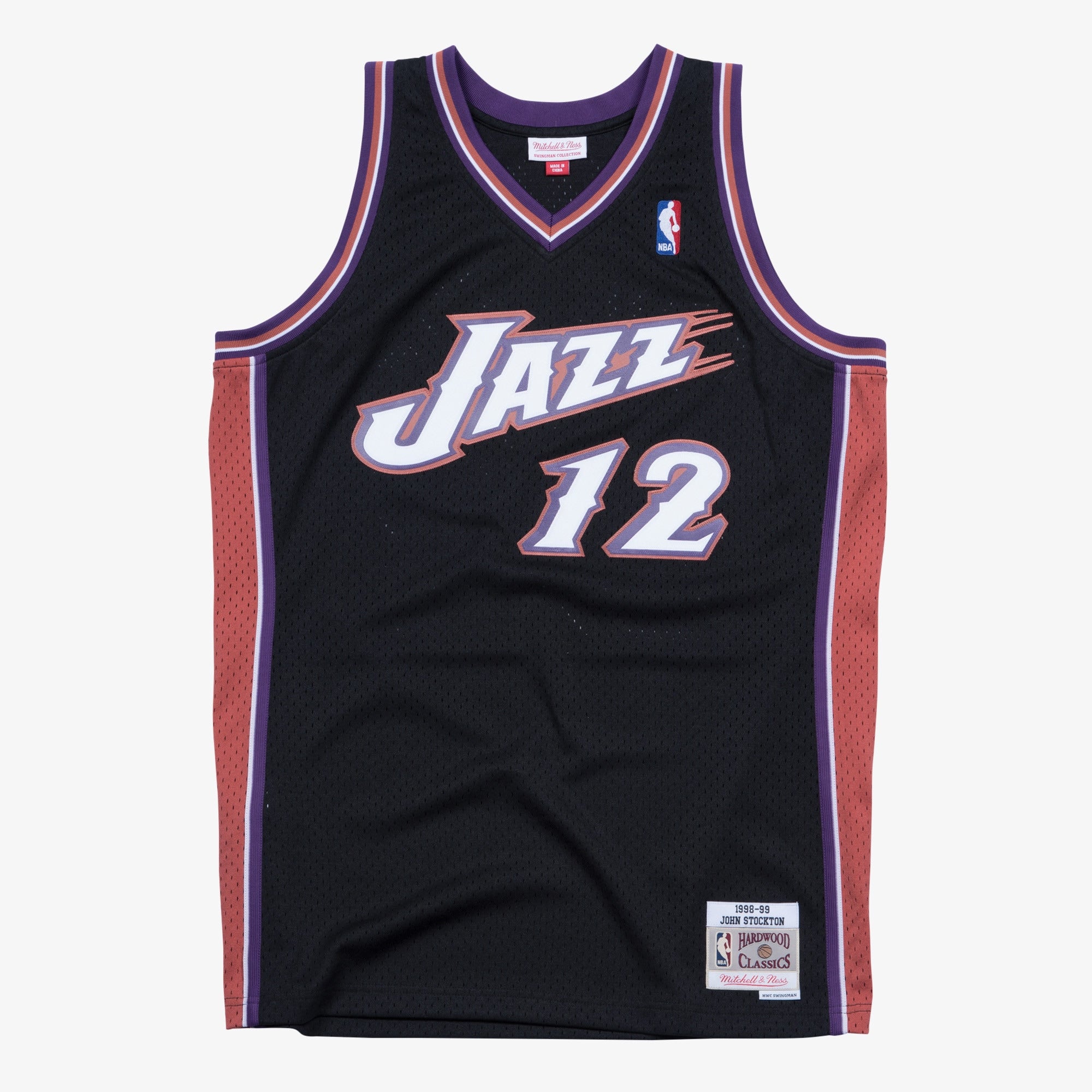 John Stockton Utah Jazz 1998-99 Black Jersey Stitched