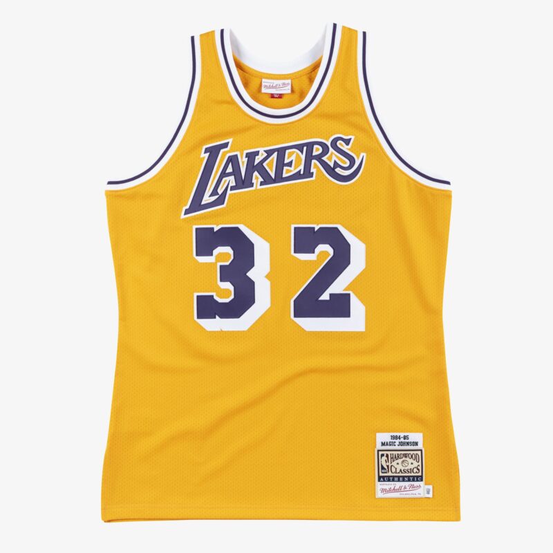 Magic Johnson Los Angeles Lakers 1984-85 Gold Jersey Stitched