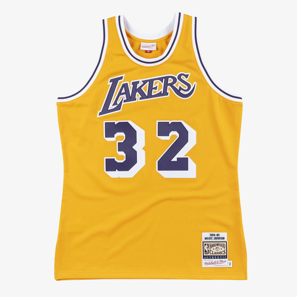 Magic Johnson Los Angeles Lakers 1984-85 Gold Jersey Stitched