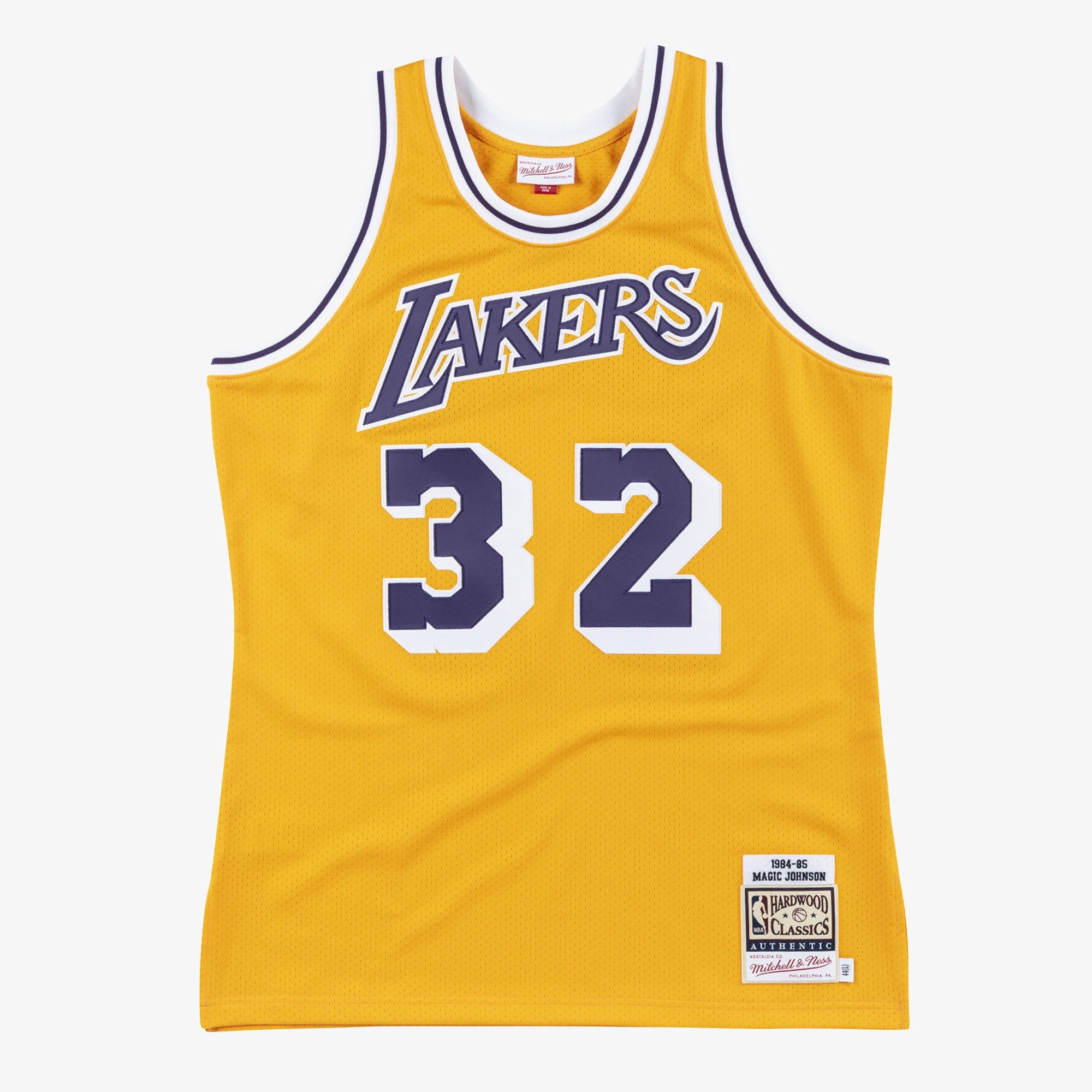 Magic Johnson Los Angeles Lakers 1984-85 Gold Jersey Stitched