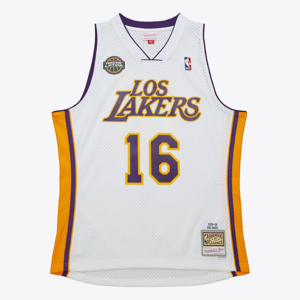 Pau GasolLakers 2008-09 White Noche Latina Jersey Stitched