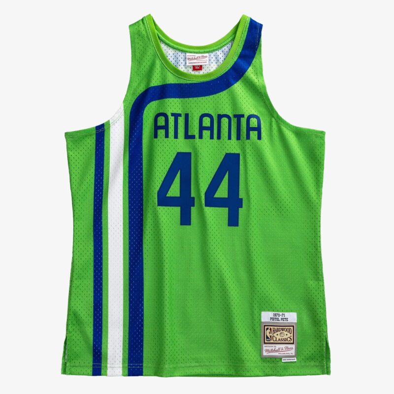 Pete Maravich Atlanta Hawks 1970-71 Green Jersey Stitched