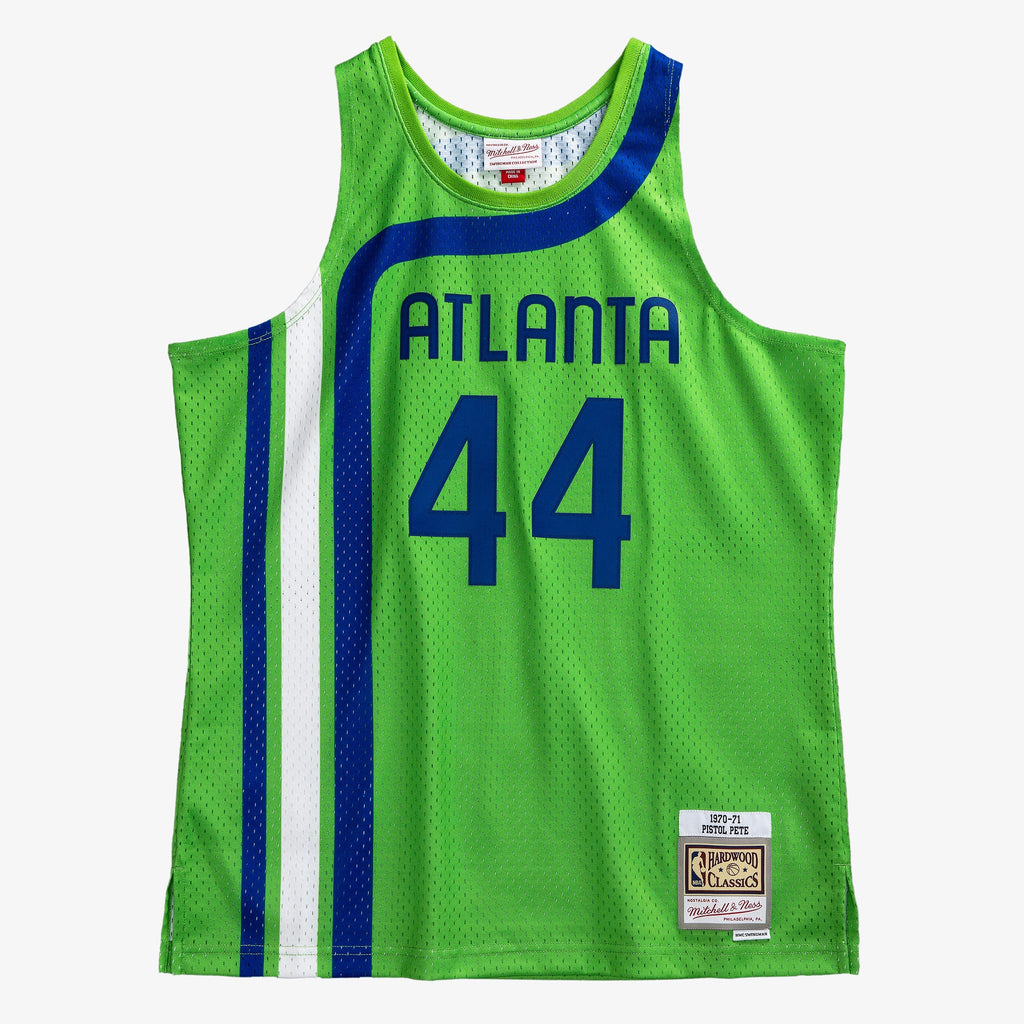 Pete Maravich Atlanta Hawks 1970-71 Green Jersey Stitched