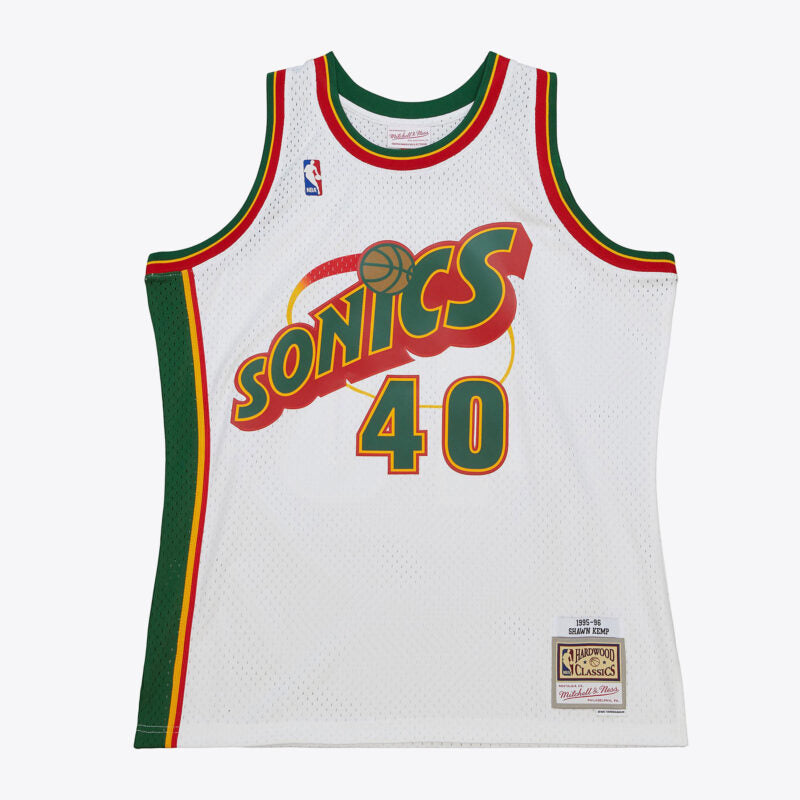 Shawn Kemp SuperSonics 1995-96 White Jersey Stitched