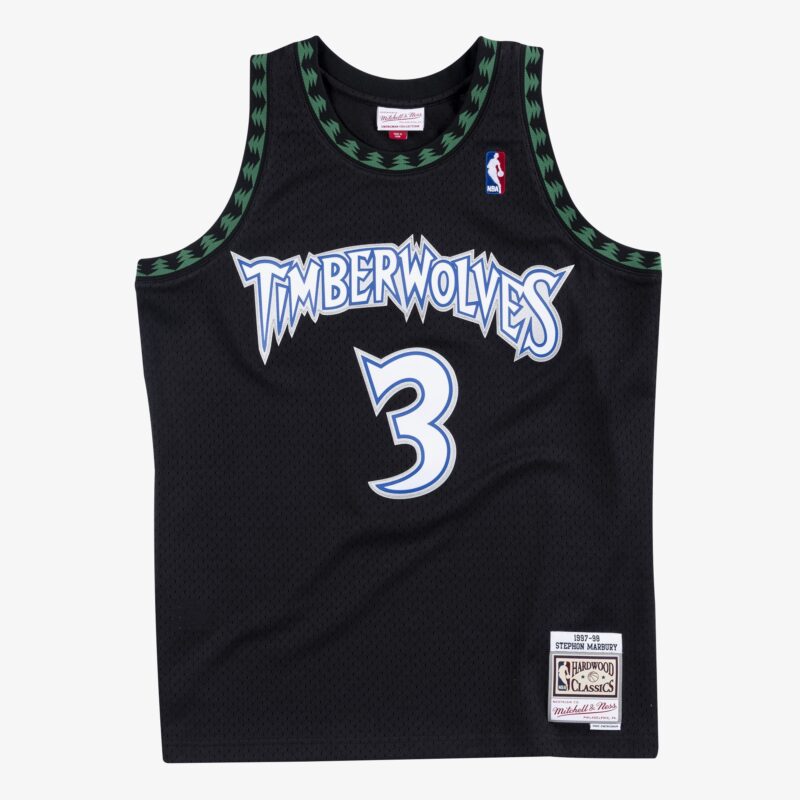 Stephon Marbury Timberwolves 1997-98 Black Jersey Stitched