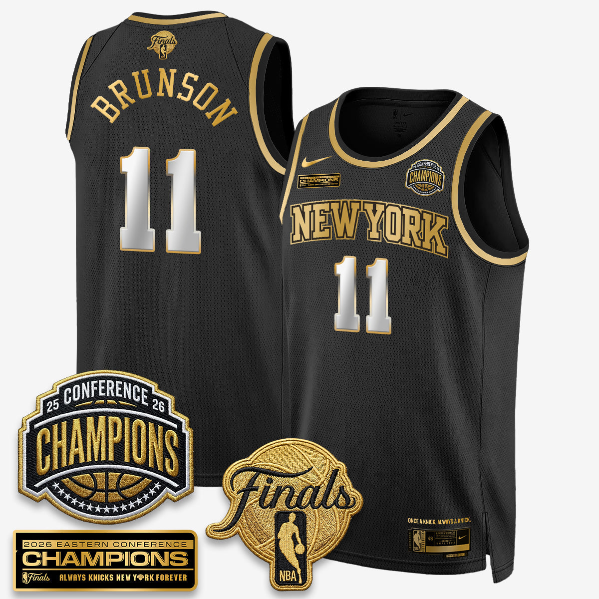 NYK 2026 NBA Eastern Conference Champions Black Gold Edition Jersey - Stitched (Tiktok)